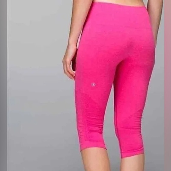 Lululemon In The Flow Crop Leggings Size 6 PINK Women's Pink Capri Leggings - Picture 3 of 6